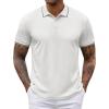 imageCOOFANDY Mens Polo Shirts Short Sleeve Golf Polo Button Pullover Casual Contrast Color Basic T Shirt Ribbed CollarWhite