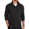 imageCOOFANDY Mens Quarter Zip Pullover Lightweight Textured Sweatshirt Long Sleeve Casual Mock Neck Polo ShirtsAll Black