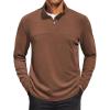 imageCOOFANDY Mens Quarter Zip Pullover Long Sleeve Mock Turtleneck Sweatshirts Thermal Workout Golf Polo ShirtBrown