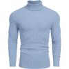 imageCOOFANDY Mens Ribbed Turtleneck Sweater Casual Basic Long Sleeve Knitted Pullover SweaterLight Blue