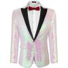imageCOOFANDY Mens Sequin Blazer Tuxedo Party Prom Wedding Tuxedo One Button JacketPink