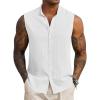 imageCOOFANDY Mens Sleeveless Summer Shirts Beach Tank Tops Button Up Textured Tank Shirt for VacationWhite