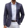 imageCOOFANDY Mens Slim Fit Casual Blazers Lightweight Sport Coats One Button Suit JacketsDark Blue  Plaid Blazer