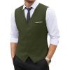 imageCOOFANDY Mens Suit Vest Slim Fit Business Formal Waistcoat Casual Dress VestArmy Green