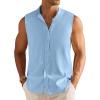 imageCOOFANDY Mens Summer Beach Tank Tops Sleeveless Button Up Shirt Casual Textured Tank ShirtsLight Blue