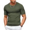 imageCOOFANDY Mens T Shirts Casual Short Sleeve Crewneck Shirts Solid Textured Knit Pullover TeesArmy Green