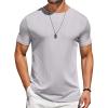 imageCOOFANDY Mens TShirts Short Sleeve Plain Tshirts Casual Crew Neck Basic T Shirt Soft Cooling Fitted Stretch Tee ShirtsLight Grey