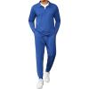 imageCOOFANDY Mens Tracksuit 2 Piece Quarter Zip Polo Athletic Sweatsuits Casual Running Jogging Sport Suit SetsBlue