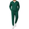 imageCOOFANDY Mens Tracksuit 2 Piece Quarter Zip Polo Athletic Sweatsuits Casual Running Jogging Sport Suit SetsDark Green