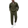 imageCOOFANDY Mens Tracksuit 2 Piece Quarter Zip Sweatsuit Workout Plaid Jacquard Jogging Suit SetArmy Green