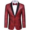 imageCOOFANDY Mens Tuxedo Jacket Slim Fit Shawl Lapel Blazer One Button Suit Jackets for Party Prom Wedding DinnerWine Red