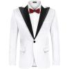 imageCOOFANDY Mens Tuxedo Jacket Slim Fit Velvet Blazer One Button Suit Jacket for Wedding Prom PartyWhite