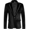imageCOOFANDY Mens Velvet Blazer Notched Lapel One Button Velour Tuxedo Jacket for Prom Wedding Party DinnerBlack