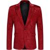 imageCOOFANDY Mens Velvet Blazer Notched Lapel Velour Suit Jacket One Button Tuxedo Jackets for Wedding Prom Party DinnerRed Floral