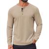 imageCOOFANDY Mens Waffle Henley Shirts Long Sleeve Casual TShirt Basic Lightweight Pullover TeesKhaki
