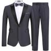 imageCOOFANDY Mens Wedding Suits 2 Piece Tuxedo Jacket One Button Peak Lapel Suit Jacket Dress Pants for DinnerPromPartyDeep Grey