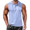 imageCOOFANDY Mens Workout Hooded Tank Tops Sleeveless Gym Hoodies Cotton Muscle Cut Off Shirt Bodybuilding Henley ShirtsLight Blue