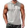 imageCOOFANDY Mens Workout Hooded Tank Tops Sleeveless Gym Hoodies Cotton Muscle Cut Off Shirt Bodybuilding Henley ShirtsLight Grey