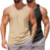 imageCOOFANDY Mens Workout Tank Tops 2 Pack Y Back Sleeveless Shirts Gym Muscle T Shirt Bodybuidling Athletic Stringer TeeKhakiBlack
