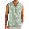 imageCOOFANDY Sleeveless Beach Shirts for Men Summer Tank Shirts Casual Henley Tank TopGreen Leaves