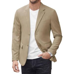 imageCOOFANDY Men Two Button Lounge Blazer Stylish Relaxed Fit Sport Coat Suit Jacket Dark Khaki XXLarge