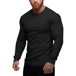 imageCOOFANDY Mens 2 Pack Muscle TShirt Stretch Long Sleeve Gym Workout Bodybuilding Training Tee Shirts Casual Hipster TopsBlack