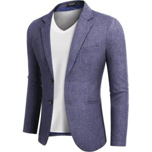 imageCOOFANDY Mens Blazer Casual Slim Fit Sport Coats Two Button Lightweight Suit JacketBlue
