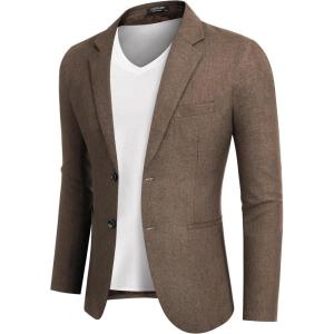 imageCOOFANDY Mens Blazer Casual Slim Fit Sport Coats Two Button Lightweight Suit JacketBrown