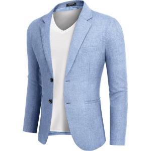imageCOOFANDY Mens Blazer Casual Slim Fit Sport Coats Two Button Lightweight Suit JacketCheckered Blazer  Clear Blue