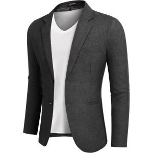 imageCOOFANDY Mens Blazer Casual Slim Fit Sport Coats Two Button Lightweight Suit JacketDark Charcoal