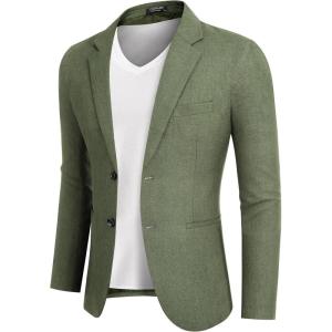 imageCOOFANDY Mens Blazer Casual Slim Fit Sport Coats Two Button Lightweight Suit JacketDark Green