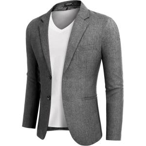 imageCOOFANDY Mens Blazer Casual Slim Fit Sport Coats Two Button Lightweight Suit JacketGray