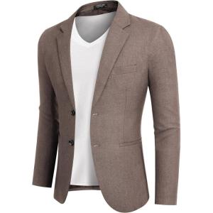 imageCOOFANDY Mens Blazer Casual Slim Fit Sport Coats Two Button Lightweight Suit JacketKhaki