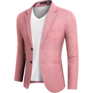 imageCOOFANDY Mens Blazer Casual Slim Fit Sport Coats Two Button Lightweight Suit JacketLotus Pink