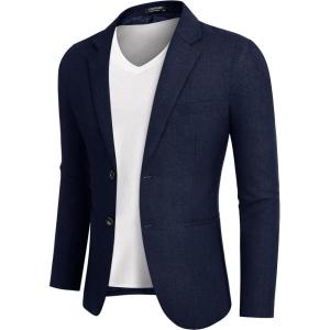 imageCOOFANDY Mens Blazer Casual Slim Fit Sport Coats Two Button Lightweight Suit JacketNavy Blue
