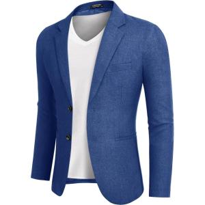 imageCOOFANDY Mens Blazer Casual Slim Fit Sport Coats Two Button Lightweight Suit JacketRoyal Blue
