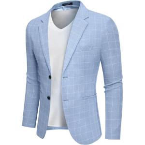 imageCOOFANDY Mens Blazer Casual Slim Fit Sport Coats Two Button Lightweight Suit JacketSky Blue