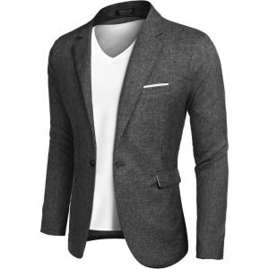 imageCOOFANDY Mens Blazer Casual Sport Coats Slim Fit One Button Suit Jacket Lightweight Sports JacketBlack