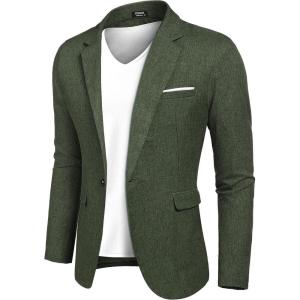 imageCOOFANDY Mens Blazer Casual Sport Coats Slim Fit One Button Suit Jacket Lightweight Sports JacketDark Green