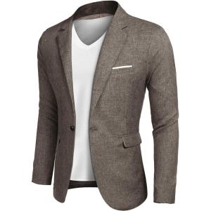 imageCOOFANDY Mens Blazer Casual Sport Coats Slim Fit One Button Suit Jacket Lightweight Sports JacketKhaki