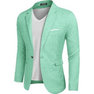 imageCOOFANDY Mens Blazer Casual Sport Coats Slim Fit One Button Suit Jacket Lightweight Sports JacketMint Green