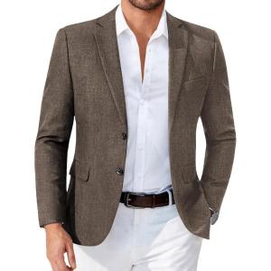 imageCOOFANDY Mens Blazer Casual Sport Coats Two Buttons Lightweight Suit JacketBrown