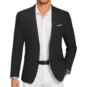 imageCOOFANDY Mens Blazer Casual Two Buttons Sport Coat Slim Fit Lightweight Suit JacketsBlack