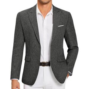 imageCOOFANDY Mens Blazer Casual Two Buttons Sport Coat Slim Fit Lightweight Suit JacketsDark Grey