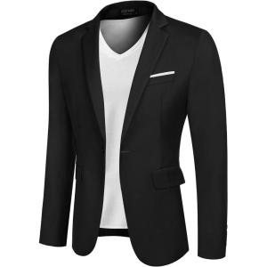 imageCOOFANDY Mens Blazer Sport Coats Casual Slim Fit Suit Jacket Business One Button BlazersBlack