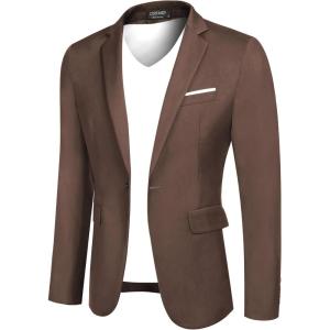 imageCOOFANDY Mens Blazer Sport Coats Casual Slim Fit Suit Jacket Business One Button BlazersBrown