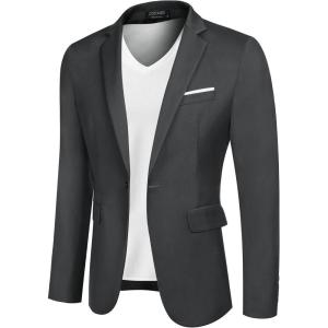 imageCOOFANDY Mens Blazer Sport Coats Casual Slim Fit Suit Jacket Business One Button BlazersGrey