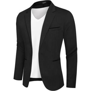 imageCOOFANDY Mens Casual Blazer Jacket Slim Fit Sports Coat Business Suit Jackets One ButtonBlack