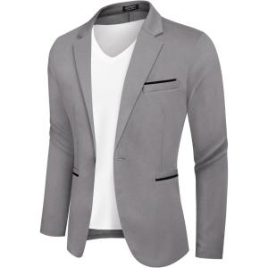 imageCOOFANDY Mens Casual Blazer Jacket Slim Fit Sports Coat Business Suit Jackets One ButtonGrey