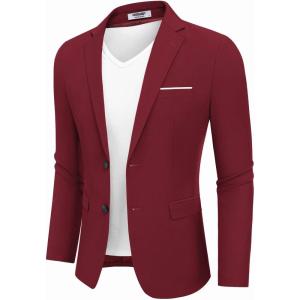 imageCOOFANDY Mens Casual Blazer Slim Fit Sport Coat Suit Jacket Lightweight Two Button Blazer JacketWine Red